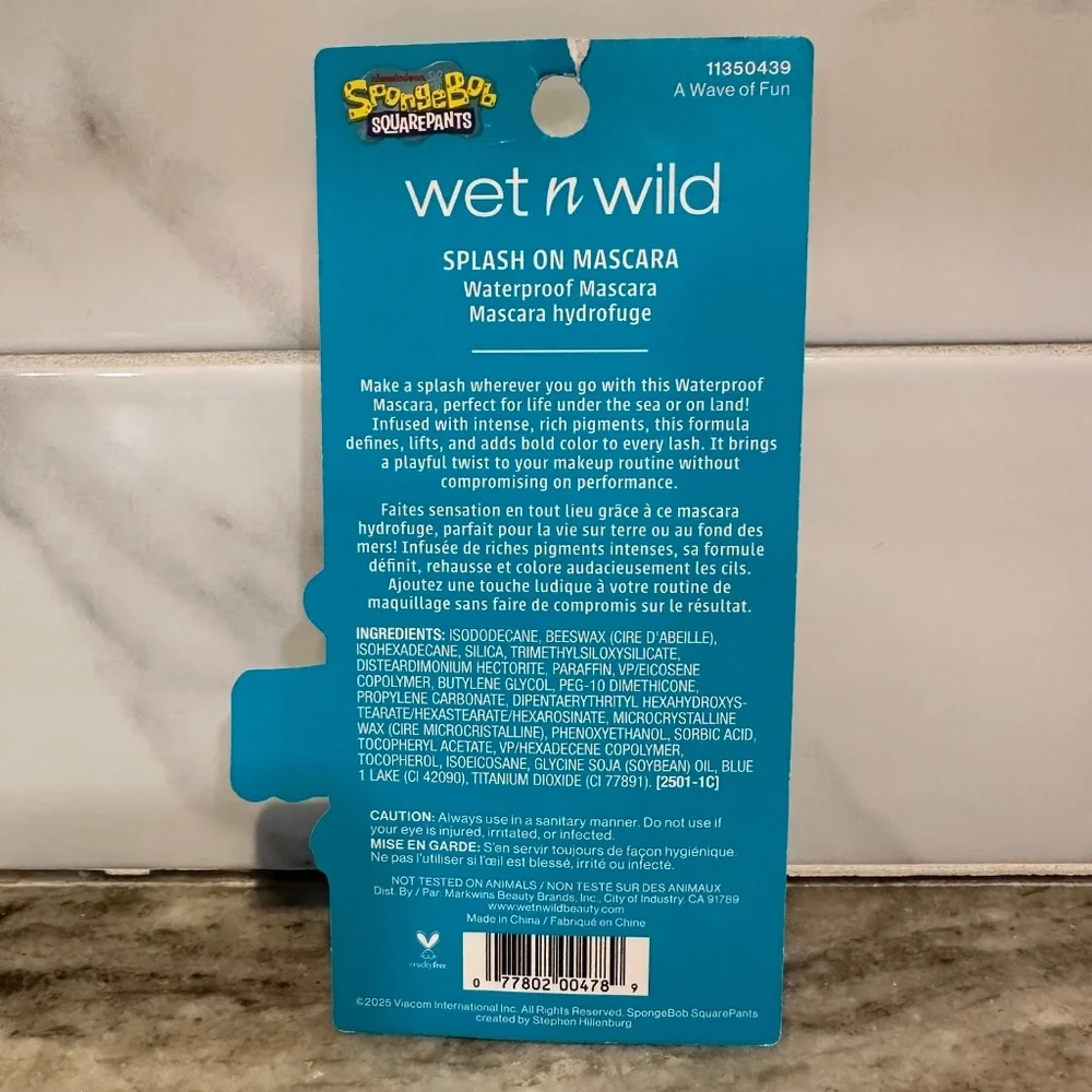 3pc Wet N Wild SpongeBob Splash On WATERPROOF MASCARA - Black Blue Yellow SEALED
